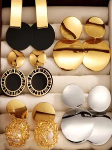 Women's Geometric Earrings Set, Statement Earrings, Geometric Pattern, Drop Earring Type, Alloy Material, Vintage Elegant Design, Perfect for Parties & Events, Durable Stylish Jewelry Accessory, Trendy Jewelry