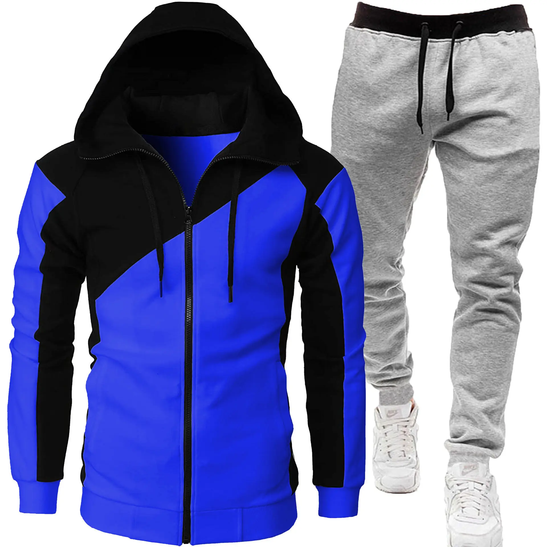 Blue+light gray pants