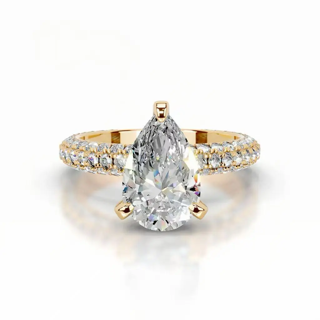 Lab-grown diamond 11049, 2 ct; D- VS1; pear cut lab-grown diamond ring; IGI certification; light luxury, premium feel; versatile for everyday wear; engagement/proposal diamond ring; S925 sterling silver.
