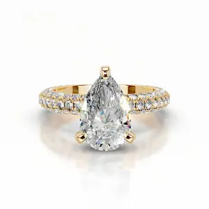 Lab-grown diamond 11049, 2 ct; D- VS1; pear cut lab-grown diamond ring; IGI certification; light luxury, premium feel; versatile for everyday wear; engagement/proposal diamond ring; S925 sterling silver.