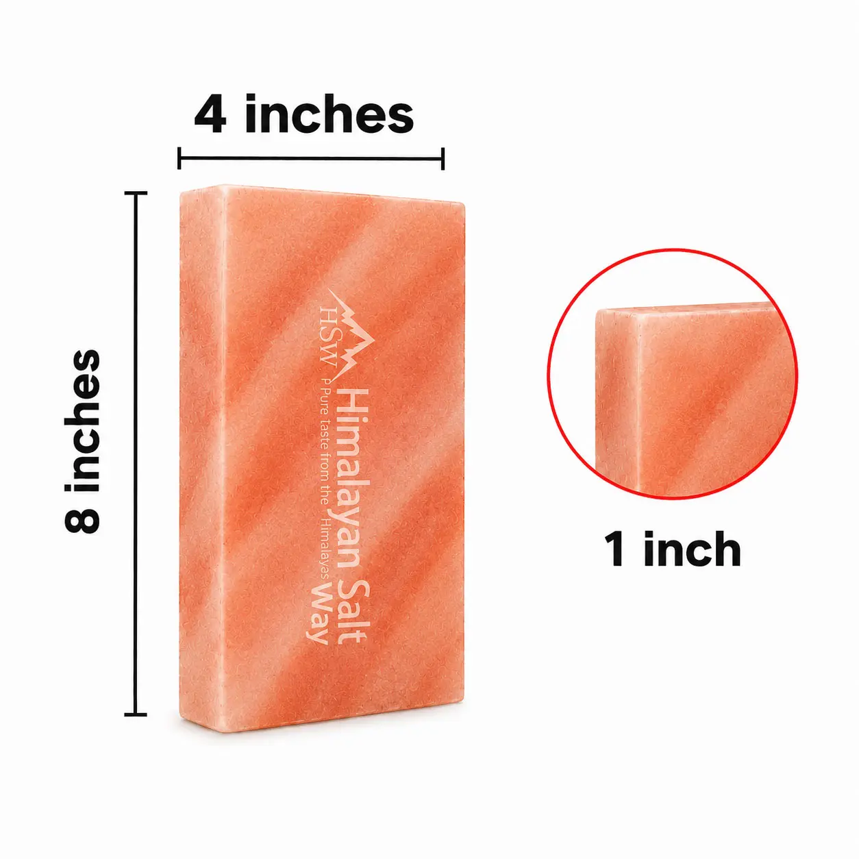 Himalayan Pink Salt Wall Tiles 8x4x1 Inch Single Piece | Natural Khewra Rock Salt for Sauna Spa Salt Wall Backlit Decor