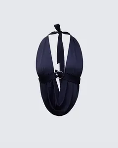 Simmi Black Halter Drape Top