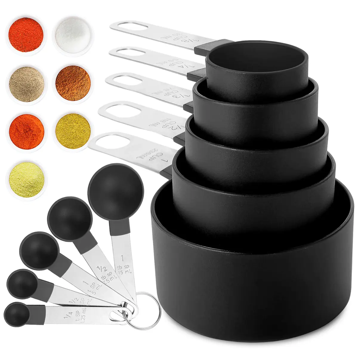 Kitchen Gadget Set of 10, Stackable Stainless Steel Handles, Ideal for Precise Measurement of Ingredients, Durable & Versatile Design, Utensils, Measuring Cup Included, Kitchenware