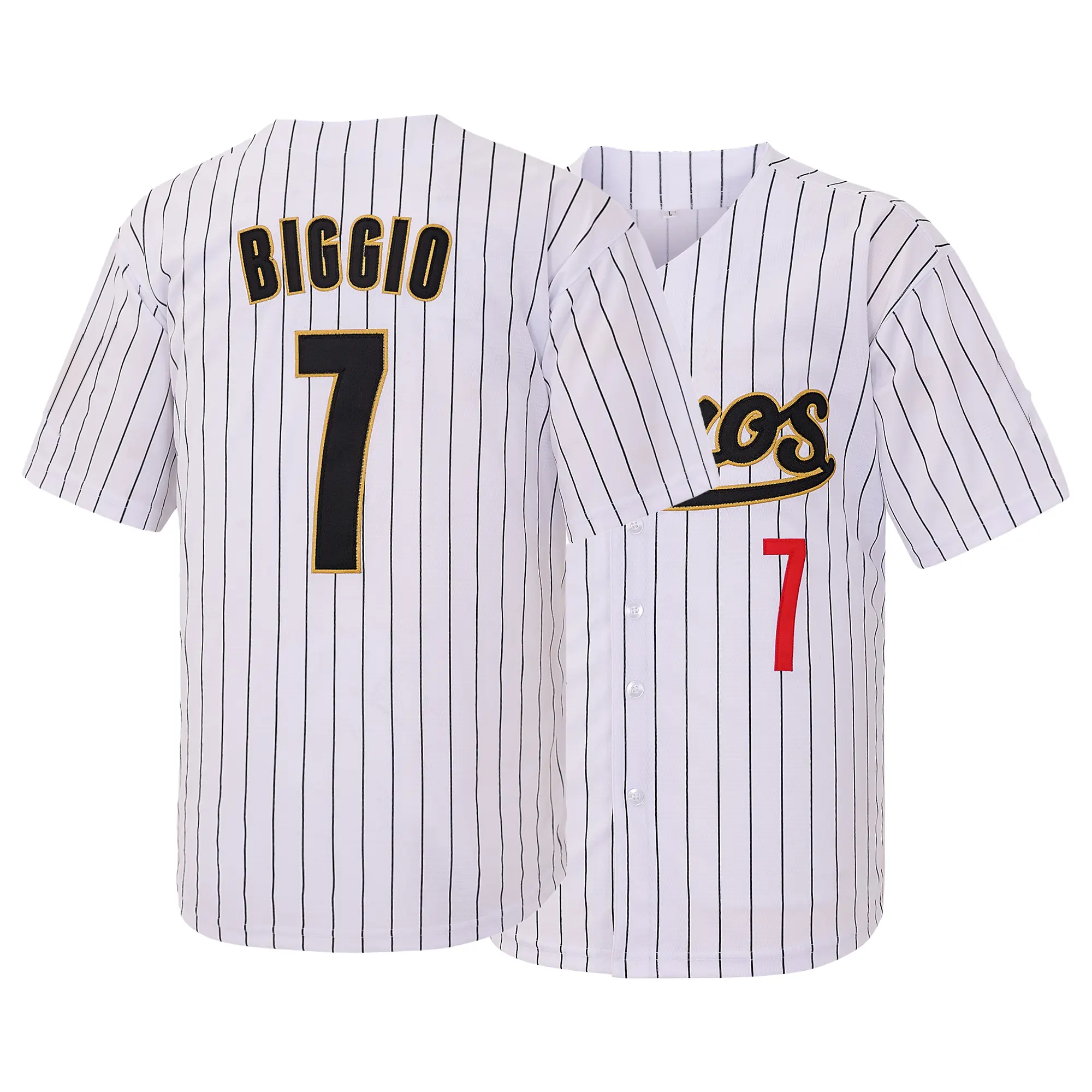 Men’s #7 White Embroidered Baseball Jersey, Retro Commemorative Baseball Apparel, Gift for Fans