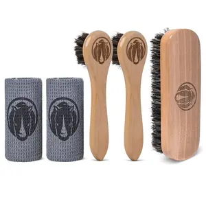 Rhino Wax - Baseball Glove Brush and Applicator Kit (5 Pack) - 1 Large Horsehair, 2 Dauber Brushes, 2 Microfiber Cloths