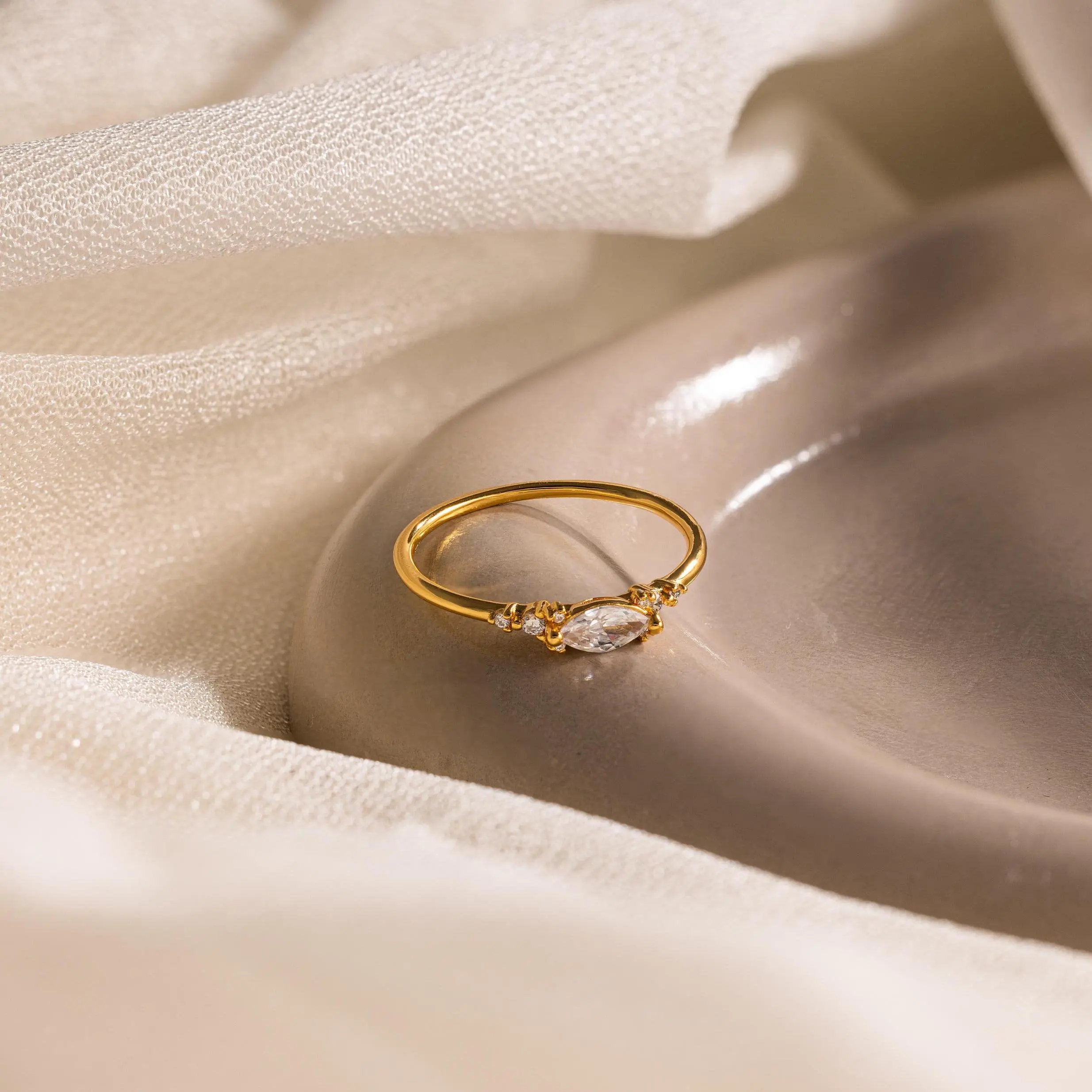 Marquise Diamond Ring by Caitlyn Minimalist - Vintage Style Diamond Engagement Ring - Crystal Promise Ring - Bridal Jewelry - Gift for Her