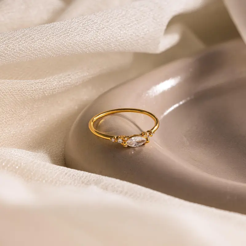Marquise Diamond Ring by Caitlyn Minimalist - Vintage Style Diamond Engagement Ring - Crystal Promise Ring - Bridal Jewelry - Gift for Her