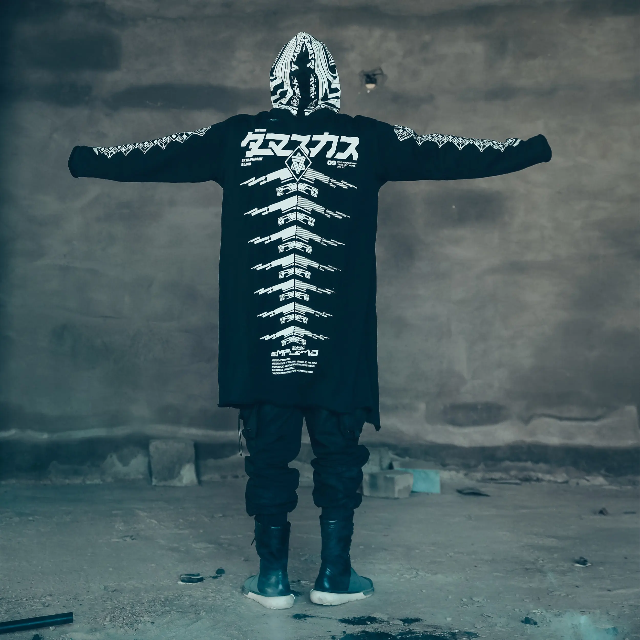 Sim507 Niepce Streetwear Fashion Cyberpunk Graphic Zip Up Hoodie