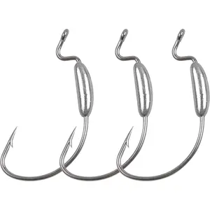 Weighted Swimbait Fishing Hooks, 10/20pcs Weighted Worm Fishing Hooks Offset Extra Wide Gap Hooks Soft Plastics Worm Lures Hooks for Bass Fishing Freshwater Saltwater
