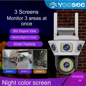 4K 3 Screen WiFi Security Camera Outdoor 2Way Audio, Color Night, include 64G