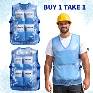 【2 Packs】Cooling Vest for Men&Women Free Gift 16pcs Ice Vest Cool Jacket for Hot Weather with 8Pockets Unisex Adult Workout Apparel Menswear Outdoor Stay Cool Activities