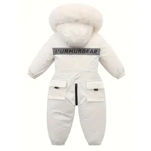 NewBaby Toddler Ski Suit✨       Full-Coverage Warm, Easy-Zip!Hooded – Unisex Snowplay Cold Days gentleman in st communion Shirt for tractor boy Hooded Romper Cartoon Letter Print Hoodie Set