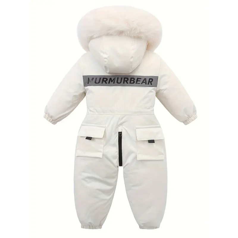NewBaby Toddler Ski Suit✨       Full-Coverage Warm, Easy-Zip!Hooded – Unisex Snowplay Cold Days gentleman in st communion Shirt for tractor boy Hooded Romper Cartoon Letter Print Hoodie Set