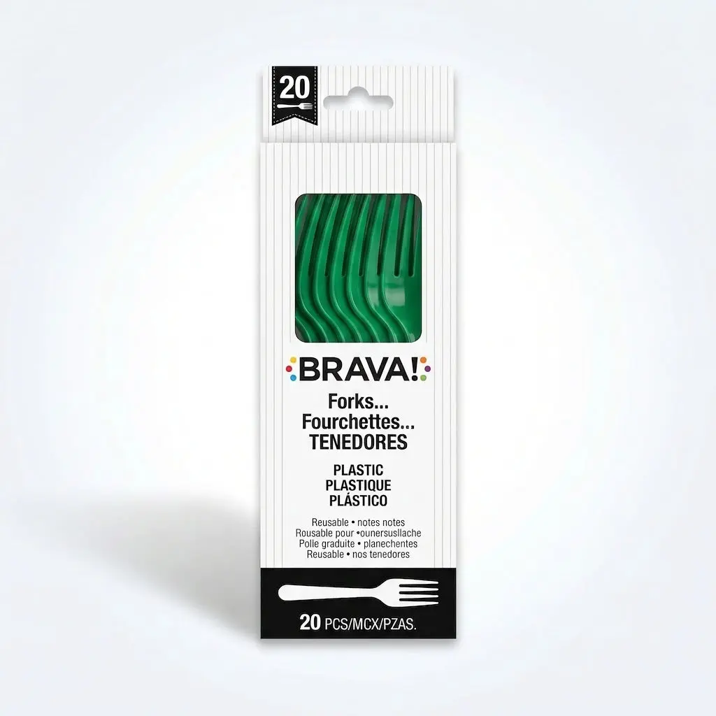 Green Plastic Forks - 7.5 In. | 20 Count
