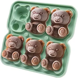 Silicone Mold for Baking Cakes,Soap Molds,Ice Cube Tray for Freezer, Cute Bear Head Shape Silicone Molds for Homemade,6 Cup Non-Stick Jelly Chocolate Mold, Kitchen..., Reusable Chocolate Mold