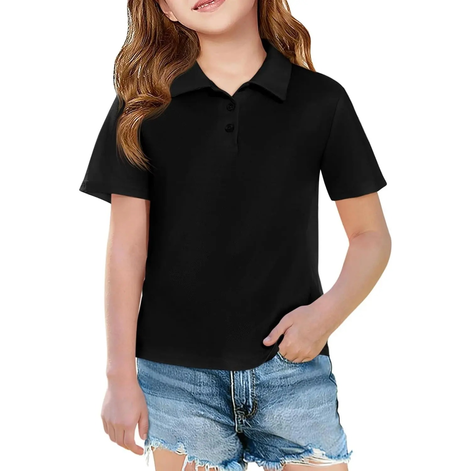 Haloumoning Girls Short Sleeve Polo Shirts School Uniform Shirt 5-14 Years | Kids Uniform Shirt, Pique Polo Shirt, Button Down, Collared Shirt, Basic Polo Shirts, Golf Shirt, Casual, Solid, Loose Fit
