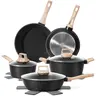 [NEW] SODAY 12 POTS and Pans Set B,NonStick Granite Cookware Set ,Non-toxic Healthy Nonstick Kitchen Cooking Set with Frying Pans, Saucepans,Glass lid,Kitchenware,stock up on specials,thanksgiving, blackfriday, christmas,gift