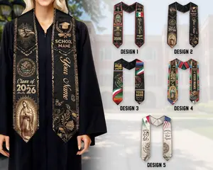 Custom Mexican Graduation Stole Sash 2026 Mexico Flag Virgen de Guadalupe Class of 2026 Personalized