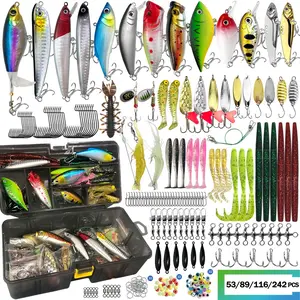 53/89/116/242pcs Fishing Lures Set, Includes Hard Bait, Soft Bait, Hooks, Box, Perfect Gift for Fishermen, Complete Fishing Gear Kit