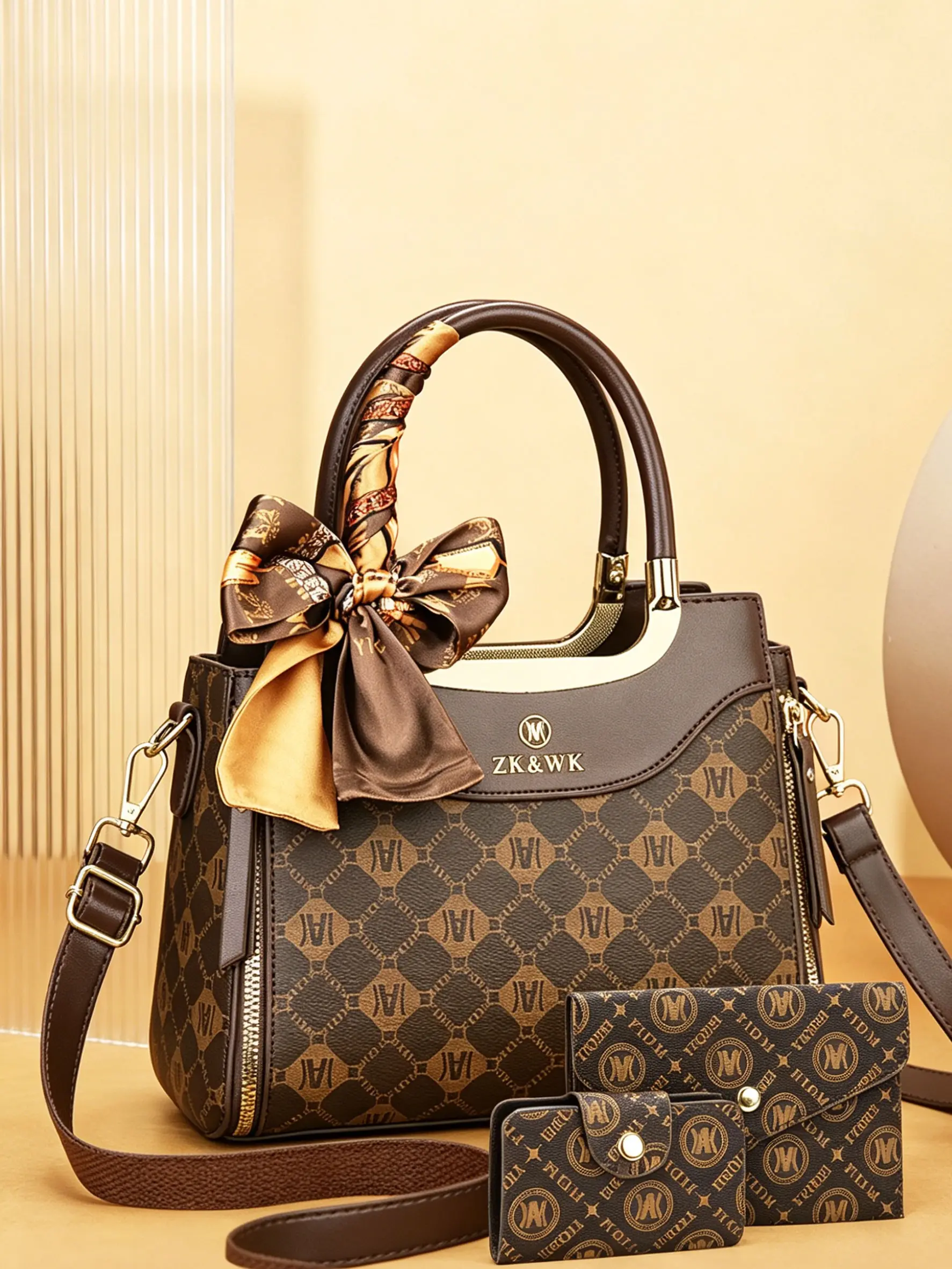 New High-End Luxury Letter Print Handbag Set, Fashionable Crossbody Messenger Bag, Casual PU Material, All Seasons Style, Chic Handbag, Fashionable Patterned Bag, Casual Trendy Handbag