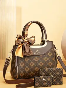 New High-End Luxury Letter Print Handbag Set, Fashionable Crossbody Messenger Bag, Casual PU Material, All Seasons Style