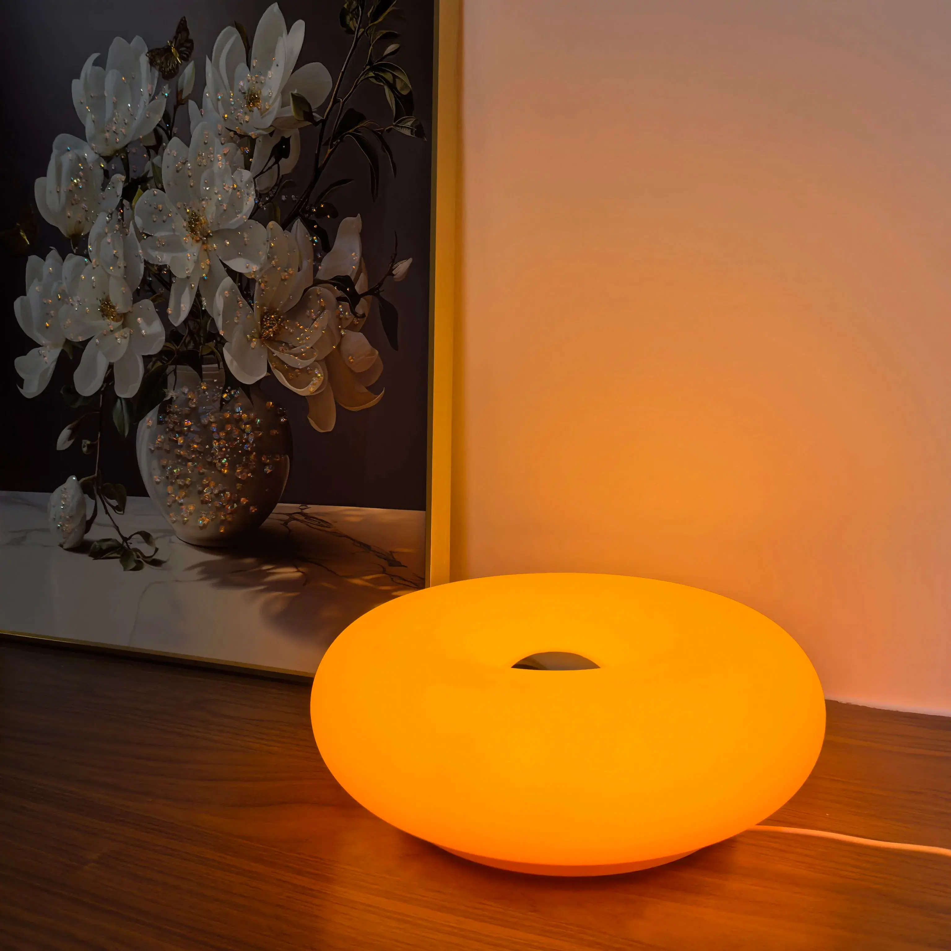 Donut table lamp USB plug bedroom bedside lamp living room dining room decoration donut ambient light Led Plastic