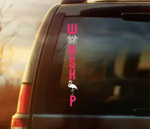 Vertical Sleep Neon Pink Token Worship Flamingo Vinyl Decal  Even in Arcadia Inspired Sticker with Band Logo – Aesthetic Alternative Car Sticker for Fans, Alt Girls, Music Lovers, Worshippers – Waterproof, Durable, Perfect for Cars, Laptops, Water Bottles