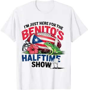 I'm Just Here for The Benito's Halftime Show 2026 T-Shirt with Frog and Hibiscus Design