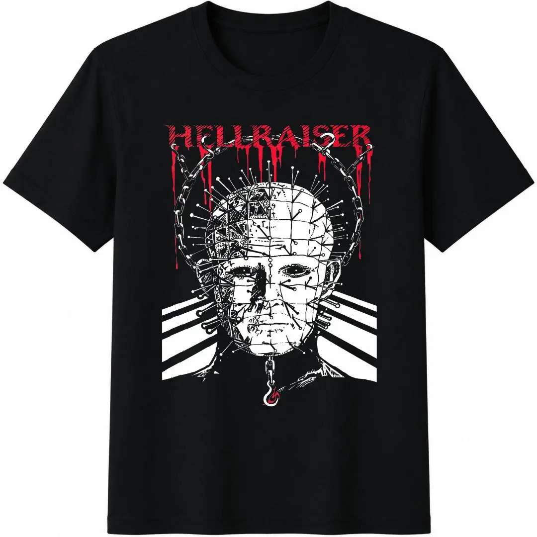 Unisex Matching Cotton Short-Sleeve Breathable Casual Horror Movie T-Shirt, 90s Black Christmas/Hellraiser Pinhead Design, Scary Movie Night Gift #TR3914, Shortsleeve, Fashion
