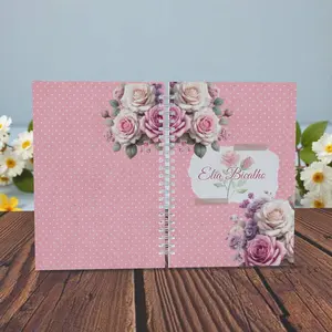 2026 Daily Planner Undated Premium Floral Spiral Journal A5 Size Pink Laminated Cover for Women Students Entrepreneurs and Professionals with Personalization Option