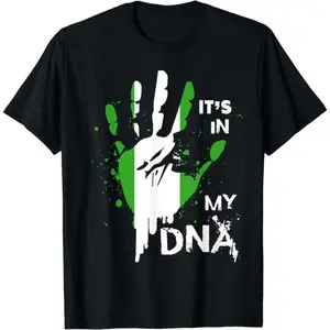 [Pure Cotton Graphics Tee] Nigeria IT'S IN MY DNA Shirt Nigerian Flag Proud Fingerprint T-Shirt