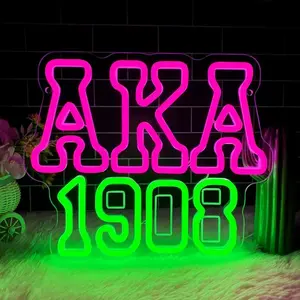 AKA 1908 Letter Design Neon Sign, USB Powered Neon Light, Decorative Neon Sign for Home Party Decoration, Party Supplies