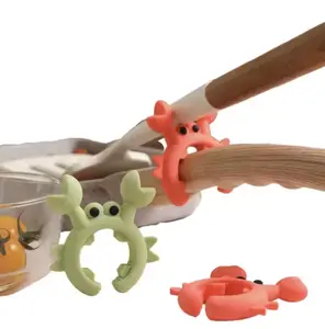 Utensil Holder Crab Style Silicone (2-Pack) – Cute Adjustable Spoon Rest and Steam Releaser for Pot Edge & Kitchen Tools Fun Cooking Tool Fun Kitchen Gift Fun Cooking Gift Stocking Filler Food Grade Silicone and Dishwasher Safe