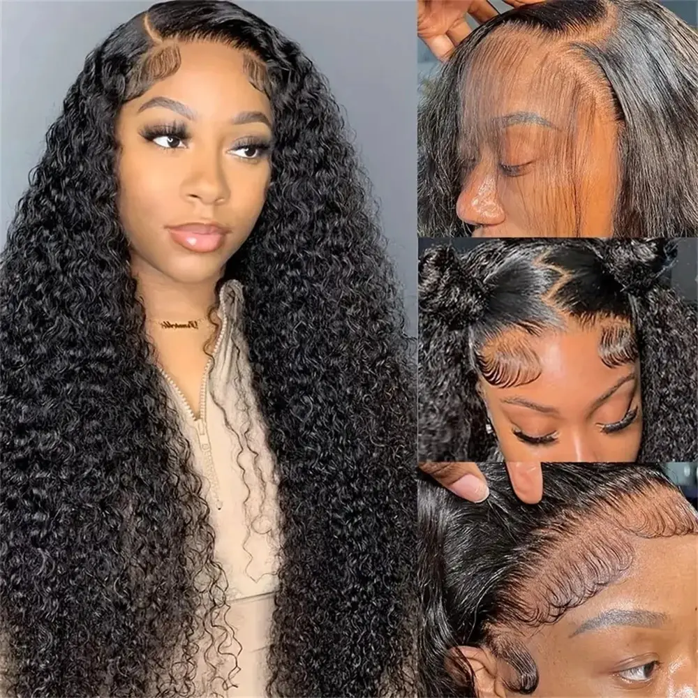22 Inch 13x4 HD Melt Lace Front Deep Wave Human Hair Wig 180% Density Pre Plucked Natural Hairline Baby Hair Extra Parting Space Soft Defined Curls Full Volume Natural Looking Wig For Women