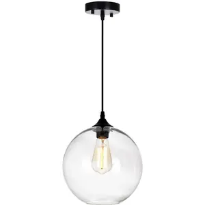 CWI Lighting Glass 1 Light 10 inch Black Down Mini Pendant Ceiling Light in Clear 5553P10-CLEAR