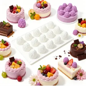 1pc blackberry-shaped silicone cake mold, 15-cavity natural berry aesthetic design, non-stick, easy to demold, suitable for making desserts, chocolate, and cakes, premium handmade baking tool