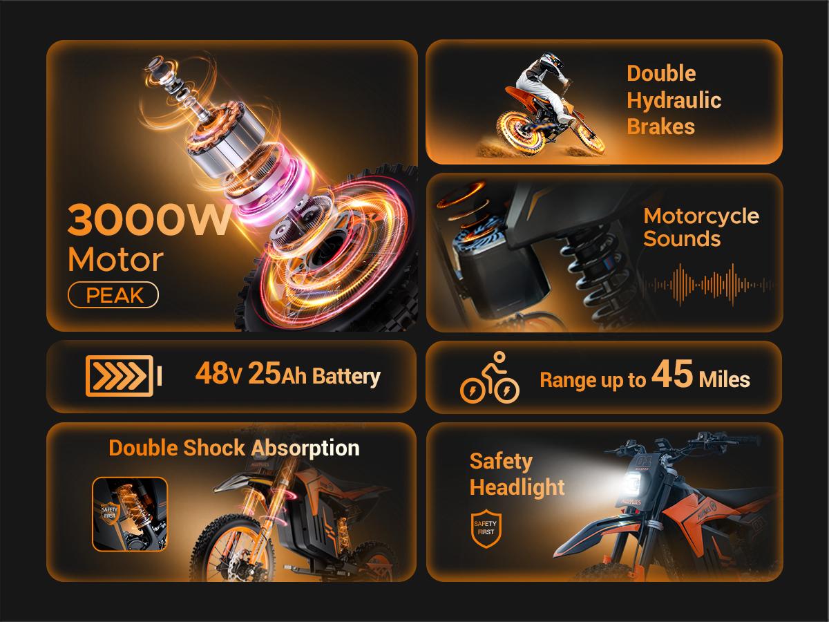 HillMiles MilePop 1 Electric Bicycle — (3000W Peak) Power, equipped with a 48V 25Ah battery, offering a range of 35–45 miles; features hydraulic brakes, a full suspension system, and Bluetooth music functionality; an off-road electric bicycle. HillMiles MilePop 1 Electric Bicycle — (3000W Peak) Power, equipped with a 48V 25Ah battery, offering a range of 35–45 miles; features hydraulic brakes, a full suspension system, and Bluetooth music functionality; an off-road electric bicycle.