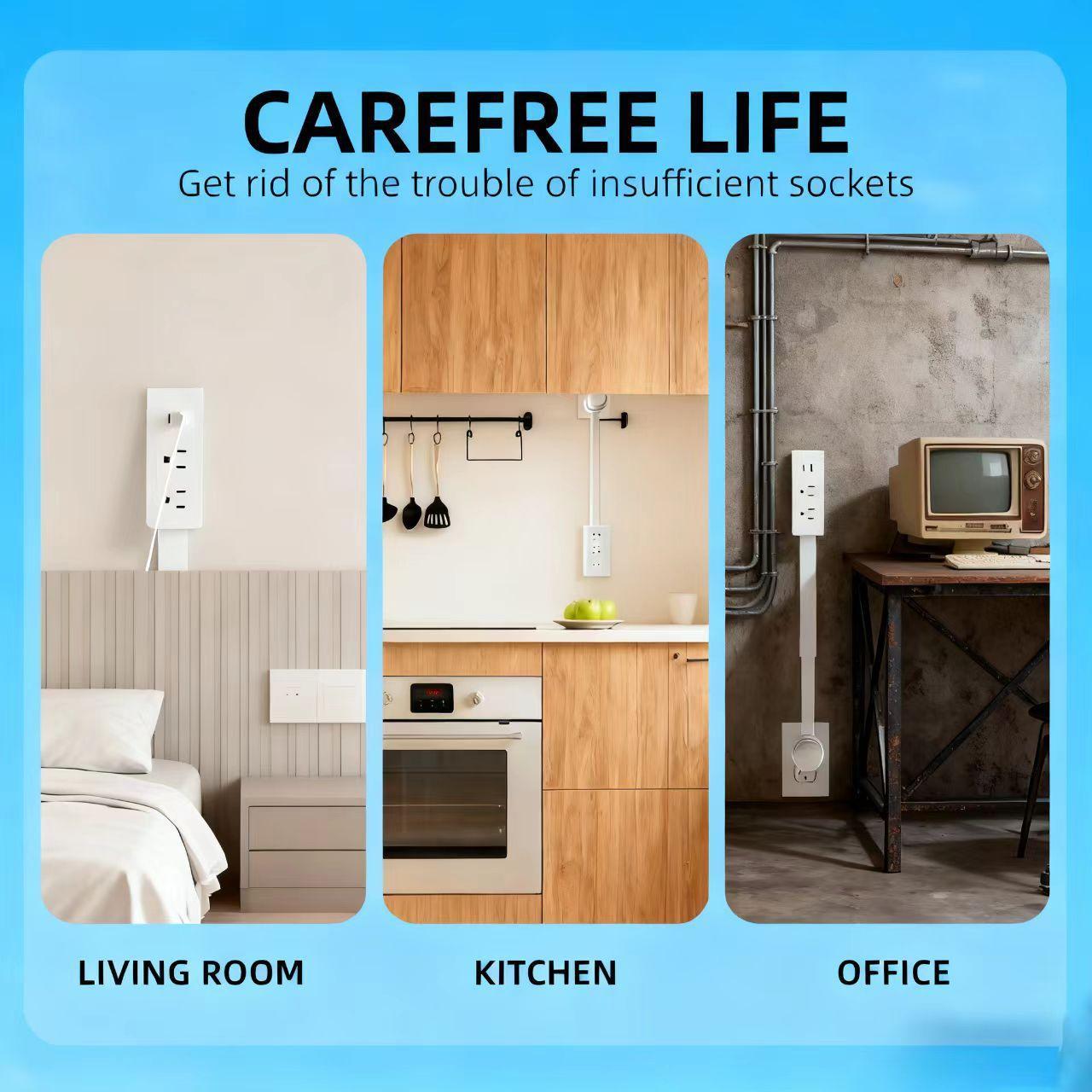 surge protector Outlet Extender Outlet electrical  Mountable Multi Plug Wall Outlet, with USB-A  USB-C & 2 AC, Extendable 22-34" Rotatable 180°  Surge Protector Power Strip,UL-certified power  cord,ideal for behind furniture in home/office