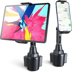 Car Cup Holder Tablet Mount, Adjustable Car Phone Holder, Tablet & Phone Mount Compatible Universal 360 Rotation Adjustable Long Arm