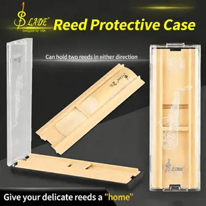 Lade Transparent Reed Organizer Box for 2 Pieces, Dustproof Portable Woodwind Reed Storage, Secure Non-Slip Design Ideal for Beginners & Band Practice