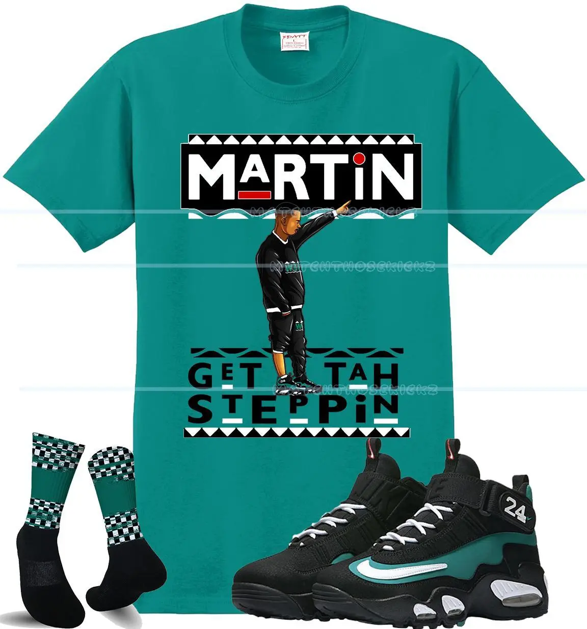 FDATT matching shirt for Griffey Max 1 fresh Water First Pitch Green/Black