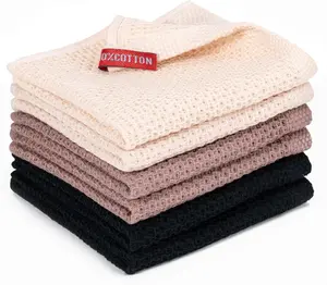 6-Pack Kitchen Dish Cloths,  Cotton Waffle Weave, Ultra Soft Absorbent, Quick Drying Dish Towels, 12x12 Inches,Multi Color