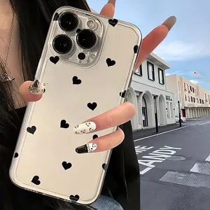 Heart Pattern Clear Phone Case, Anti-drop Cellphone Protective Case, Total Protective Shockproof Mobile Phone Cover for iPhone 11 12 13 14 15 16 Pro Max/Pro/Plus, Smartphone Casing