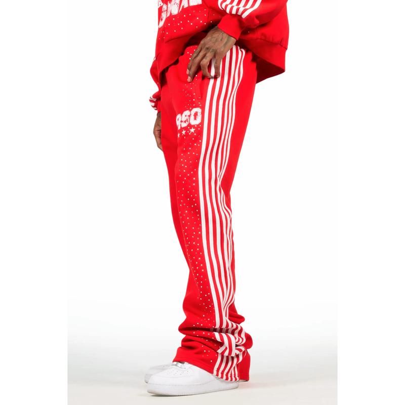 Tylla Red Rhinestone Hoodie/Baggy Pant Track Set