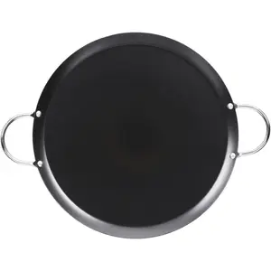 11in Carbon Steel Nonstick Round Comal with Metal Handles, Black
