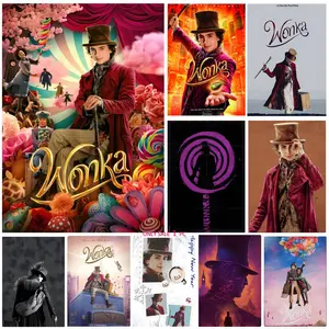 2023 Wonka Movie Poster Self-Adhesive Waterproof Art Sticker, Aesthetic Minimalist Wall Poster for Coffee Shop, Bar & Home Room Decor