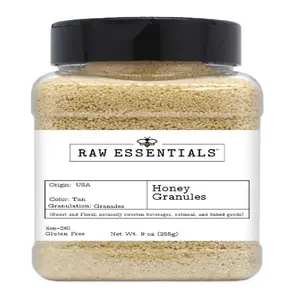 Raw Essentials Honey Granules – Natural Sweetness for Oatmeal, Yogurt, Beverages, and Desserts – Non-GMO and Gluten-Free – 9 Ounce Container