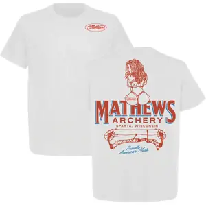 Mathews Archery Pinup Girl TShirt, Proudly American Made Sparta Wisconsin Tee, Funny Bowhunter Gift, Vintage Archery Graphic T-Shirt, Hunting Lovers Shirt