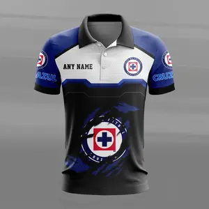 LIGA MX Cruz Azul Personalized Name MultiColor Polo Design ST2603