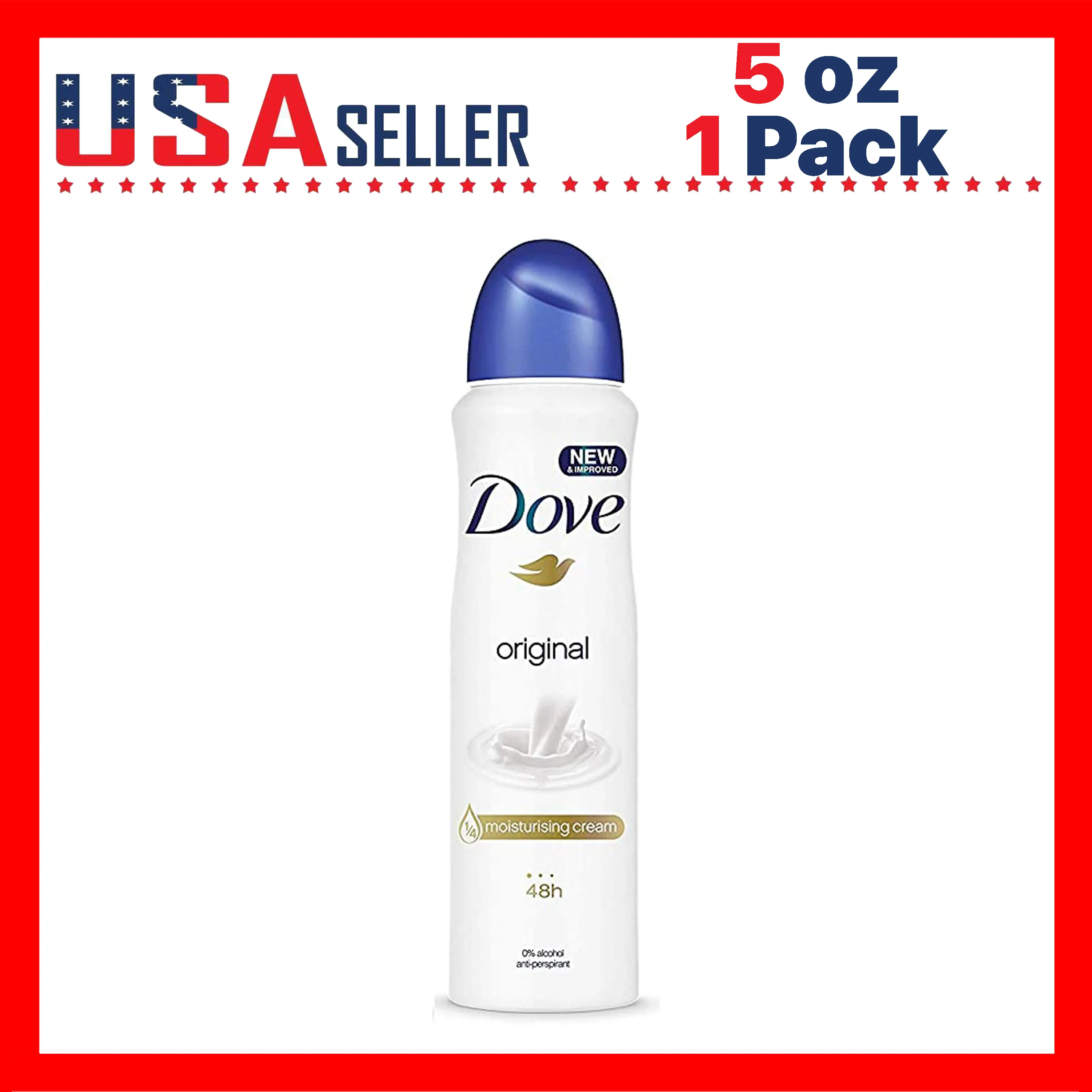 Dove Original Aerosol Spray Deodorant 150ml / 5.07oz x [1 Pack] – Fresh Clean Scent, 48H Odor Protection, Alcohol-Free Antiperspirant Body Spray with 1/4 Moisturizing Cream, Gentle Daily Underarm Care for Men & Women, Smooth Soft Skin